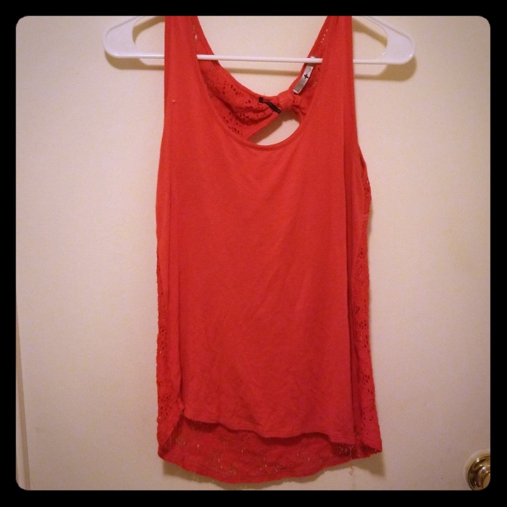 Cut Out Lace Back Coral Tank